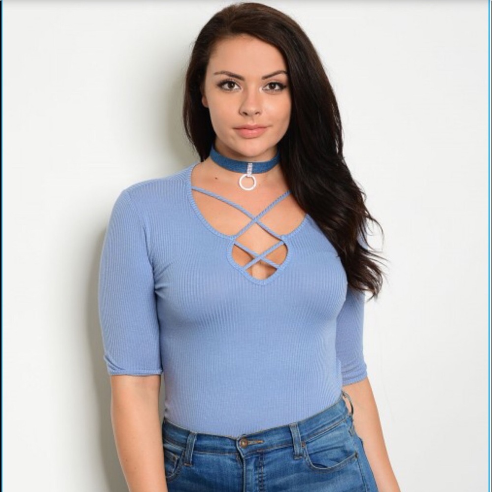 💙💜New Plus Size 1X 2X 3X Bodysuit lace up front - Picture 2 of 5